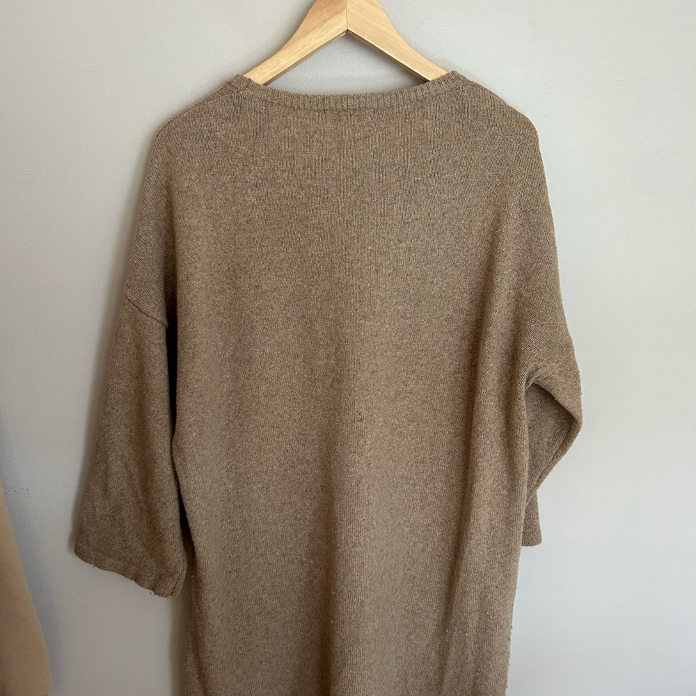OAK + FORT Women's Beige Crew Neck Sweater dress - Picture 3 of 3